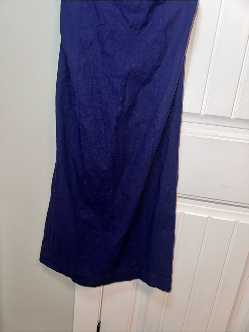 Maeve Anthropologie NWT Linen Size Medium Navy Midi Dress Open Back - Picture 4 of 15